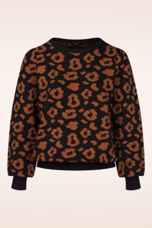 Ellie Leopard Strickpullover in Schwarz und Braun