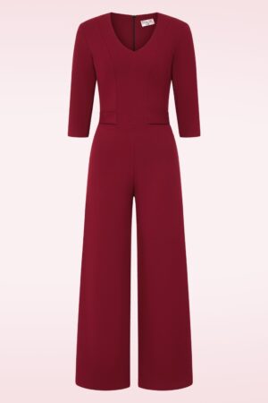 Exklusiv bei Topvintage ~ Darlene Jumpsuit in Weinrot