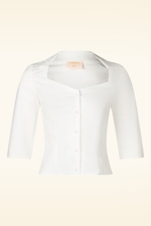 Exklusiv bei Topvintage ~ Katty Bluse in Weiß