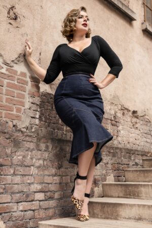 Exklusiv bei Topvintage ~ Rizzo Bleistiftrock in Dark Denim