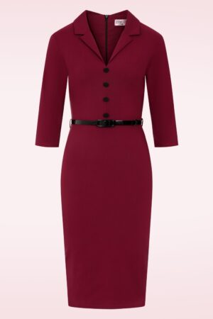 Exklusiv bei Topvintage ~ Ruby Allure Bleistiftkleid in Weinrot