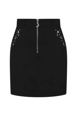 Hell Bunny Bleistiftrock Interstellar Skirt Bestickt Mond Sterne