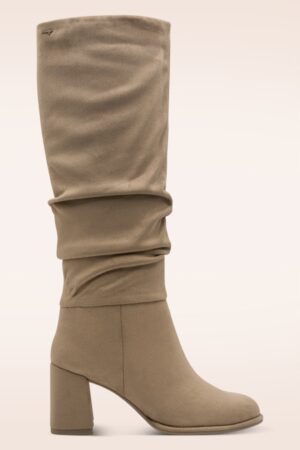 Ina Stiefel aus Velourslederimitat in Beige