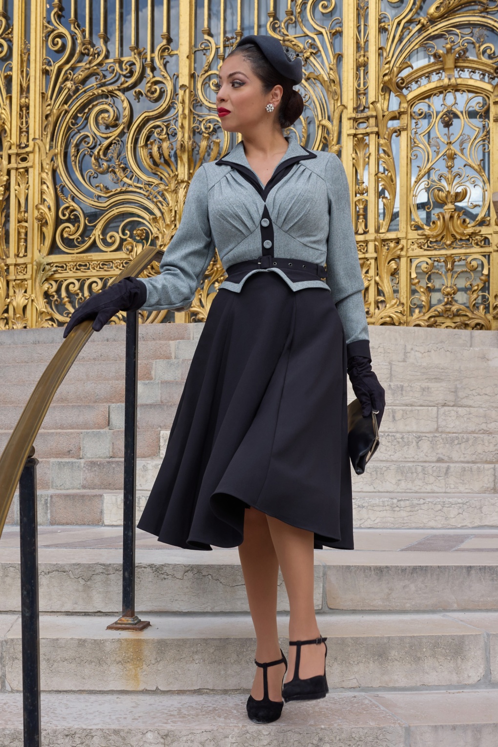 Leane Azure Swingkleid in Azurblau und Marineblau