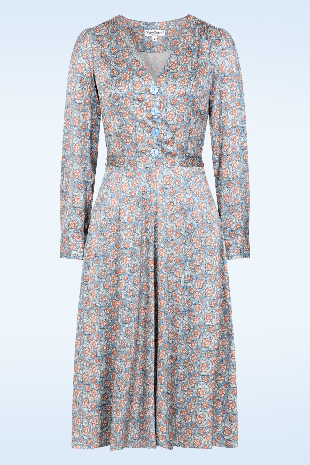 Magnolia Midikleid in Herbstblüten-Blau