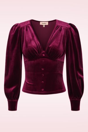 Malika Samt-Oberteil in Weinrot