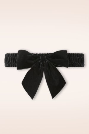 Millie Velvet Bow Gürtel in Schwarz