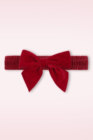 Millie Velvet Bow Gürtel in Tiefrot