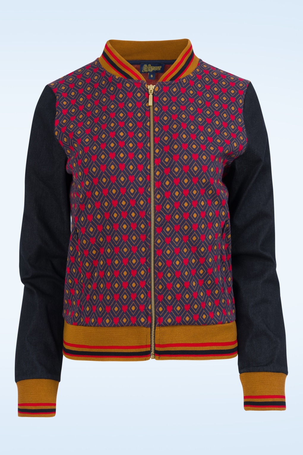 Nora Denim Bomberjacke in Blau und mehrfarbig