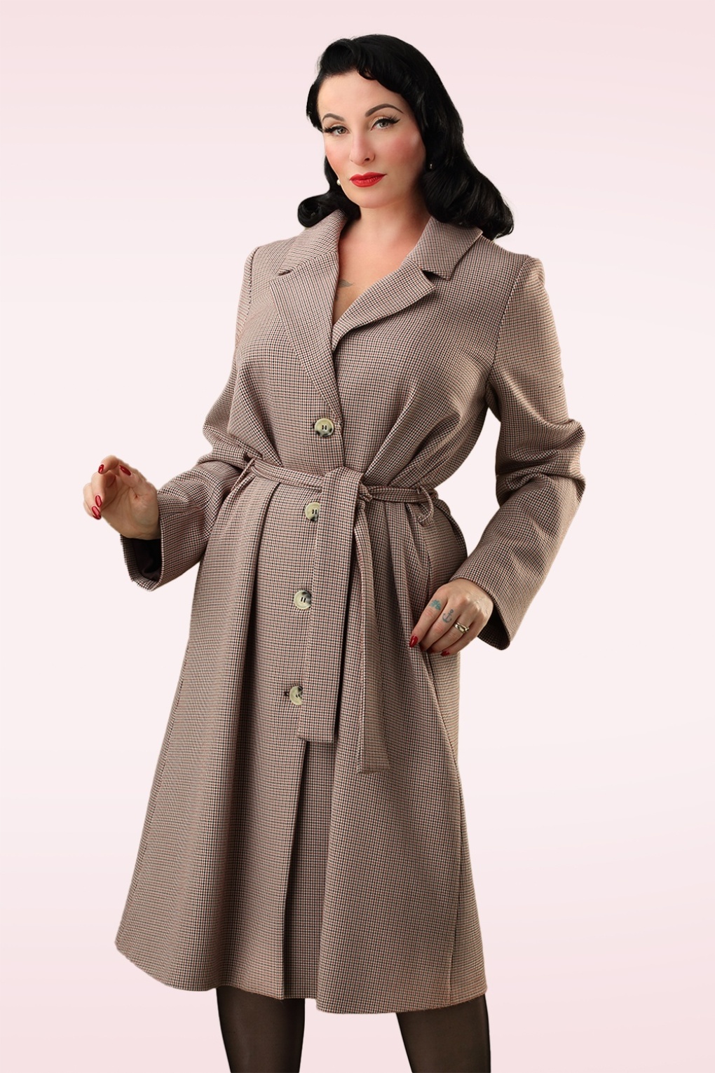 Parka Please Coat in Multicheck-Hahnentrittmuster