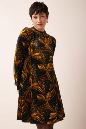 Sandy Shimmy Samtkleid in Schwarz/mehrfarbig