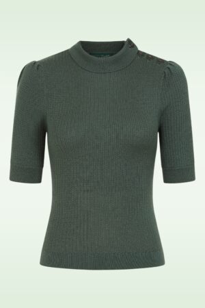 The Drawer Strickoberteil aus Merinowolle in Schiefergrün