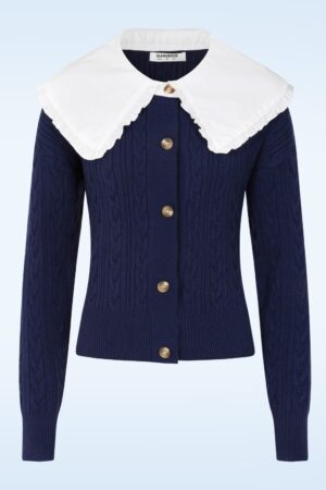 The Peppy Collar Cardigan in Marineblau