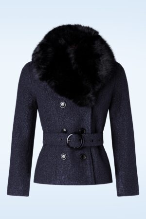 Topvintage exklusiv ~ Taylor Cropped Mantel in Marineblau