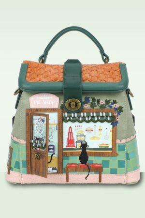 Vendula Pie Shop Mini Frame Rucksack in Grün und Braun