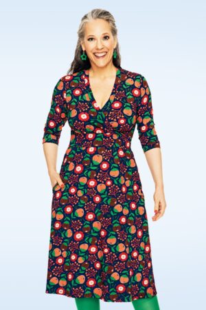 Vera Hassel Rooibos Kleid in Marineblau und Multi