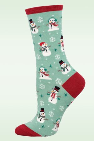 Winter Snowman Socken in Mint