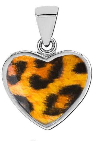 viva-adorno Herzanhänger Kettenanhänger Edelstahl mit buntem Motiv Herz, Blumen Animal Print Leopard Tiger Zebra Muster Rockabilly