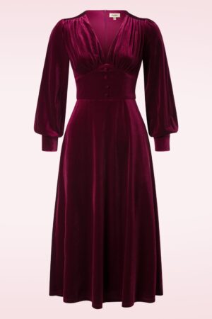 Balia Samt-Midikleid in Weinrot