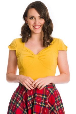 Banned Shirttop Sweet Summer Mustard Retro Vintage Oberteil Rockabilly