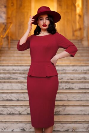 Donna Shift Travel Kleid in Weinrot