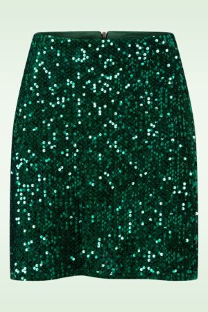 Exklusiv bei Topvintage ~ Selene A-Linien-Paillettenrock in Smaragdgrün