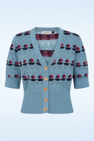 Kitty Sail Strickjacke in Himmelblau.