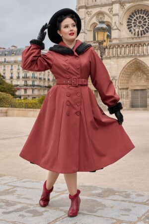 Lena Harmony Wasserabweisender Wintermantel in Dunkelrosa und Schwarz