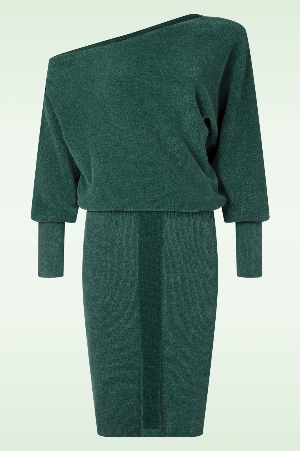 Melina Schulterfreies Kleid in Tannengrün