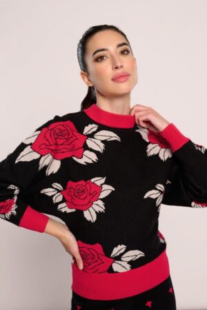 Rosso Pullover in Schwarz und Rot