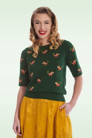 Scandi Fox Pullover in Grün