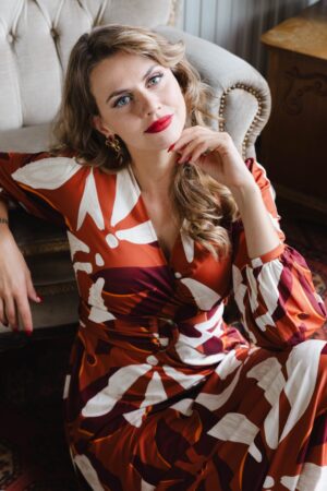 Stella Crossover Maxikleid in Dunkelorange