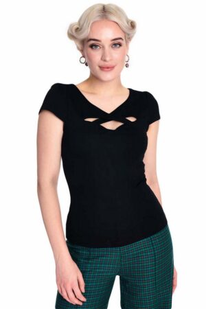 Voodoo Vixen Shirttop Criss Cross Vintage Classic Retro Oberteil