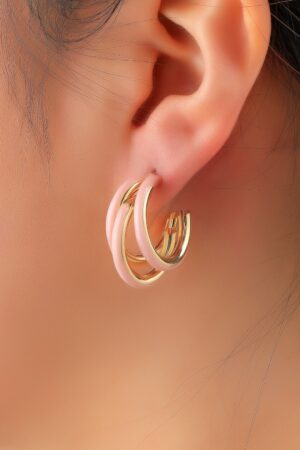 3 Way Hoop Ohrstecker in Rosa