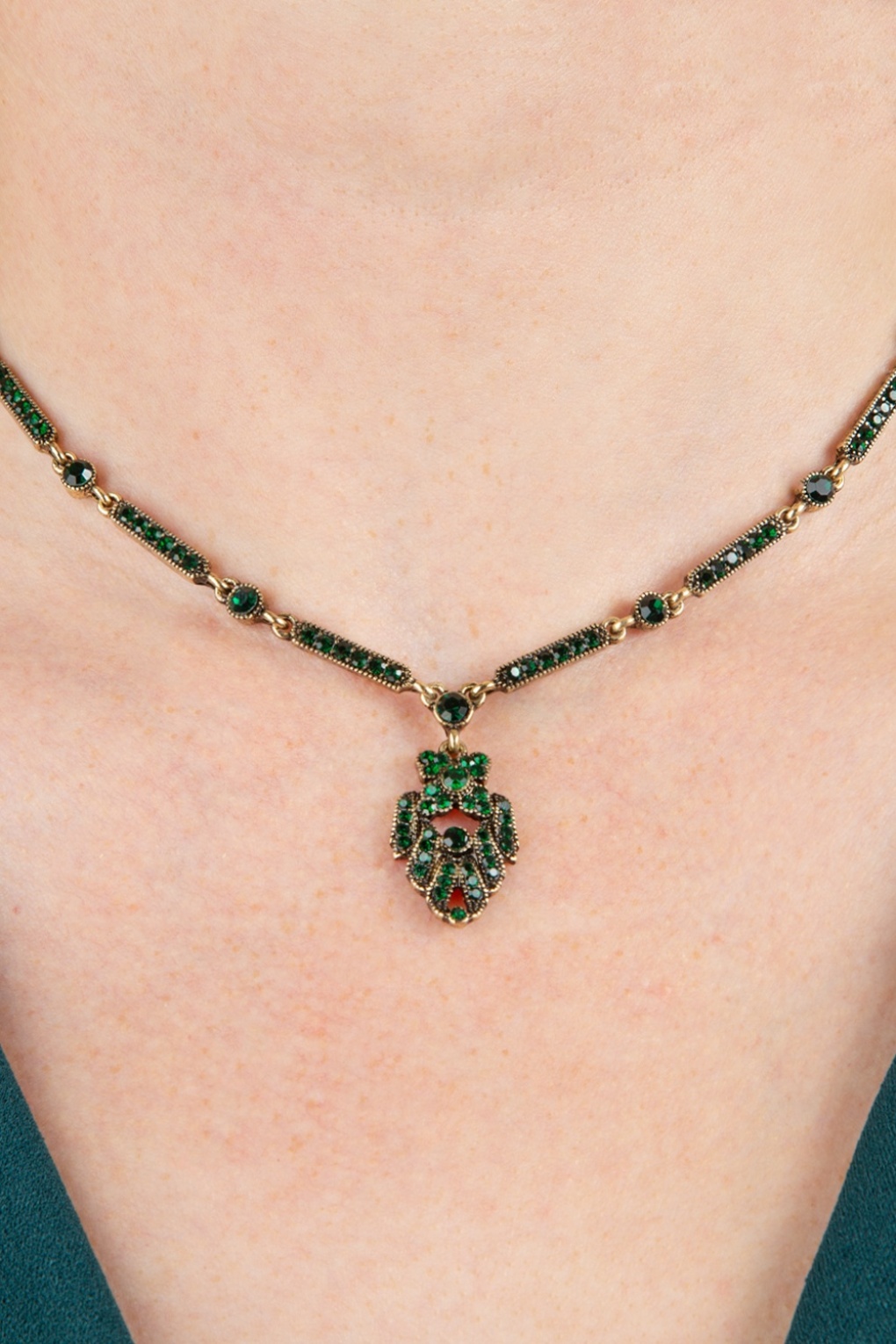 Art Deco Kette in Smaragdgrün