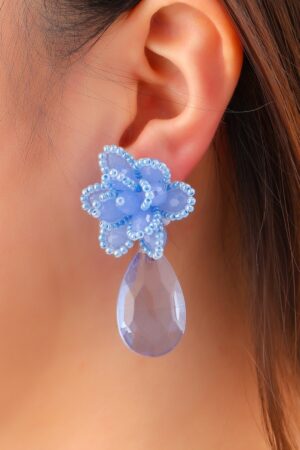 Aurora Bloom Statement-Ohrringe in Blau