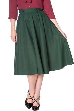Banned A-Linien-Rock Di Di Plain Grün Retro Vintage Swing Skirt