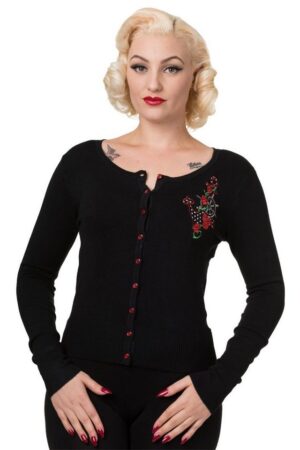 Banned Strickjacke Rockabilly Anker Retro Vintage Cardigan