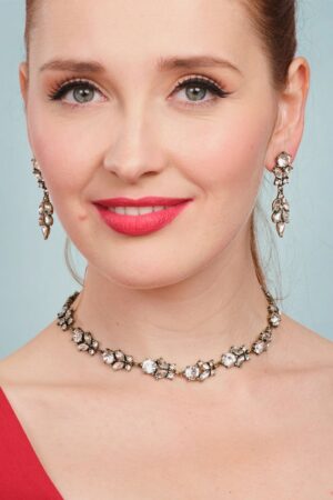 Crystal Diamant Halskette in Antikgold