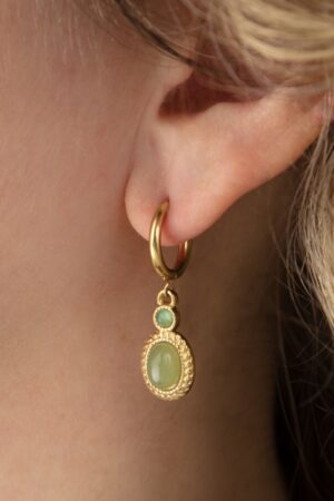 Double Stone Drop Ohrringe in Grünem Achat