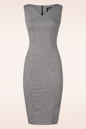 Exklusiv bei Topvintage ~ Audrey Hahnentritt-Bleistiftkleid in Schwarz-Weiß