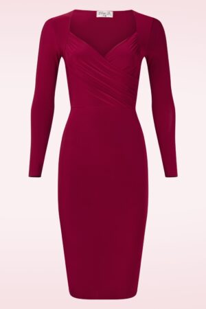 Exklusiv bei Topvintage ~ Camila Slinky Etuikleid in Wein