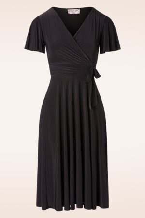 Exklusiv bei Topvintage ~ Irene Crossover-Swing-Kleid in Schwarz