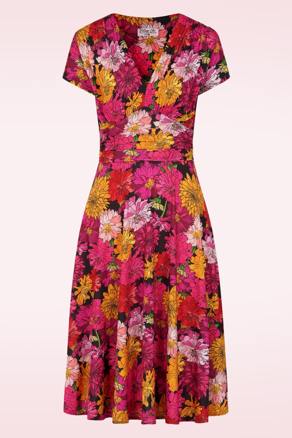 Exklusiv bei Topvintage ~ Sarah Flower Slinky Swingkleid in Pink/mehrfarbig