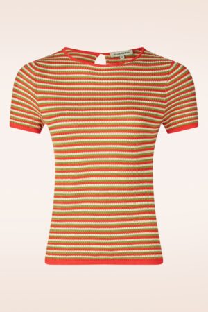Faye Stripe Strickoberteil in Orange