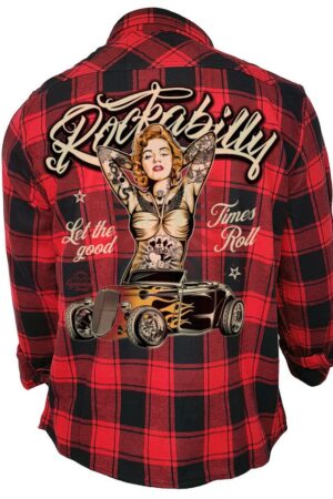GASOLINE BANDIT® Flanellhemd Rockabilly schwarz-rot kariert: Let the good Times Roll