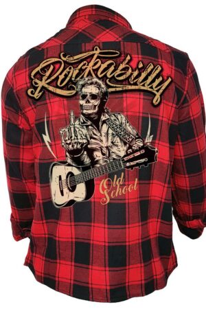 GASOLINE BANDIT® Flanellhemd schwarz-rot kariert für Rockabilly Fans: Old School