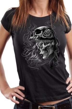 GASOLINE BANDIT® T-Shirt Damen Lady Biker-Shirt: Lady-Skull