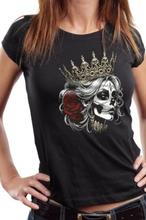 GASOLINE BANDIT® T-Shirt Damen Lady Biker Shirt: Skull Queen
