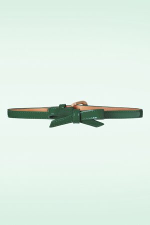 Gold Rush Lackschleifengürtel in Forrest Green